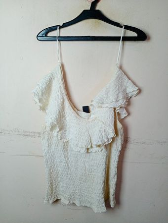 LINDEX White Ruffle Top