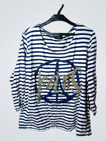 GINA BENOTTI Striped Long Sleeve T-Shirt with LIVE LAUGH LOVE Graphic
