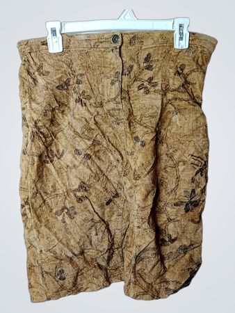Saia de veludo cotelê com estampa floral