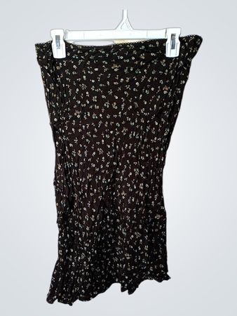 Brown floral print strapless top
