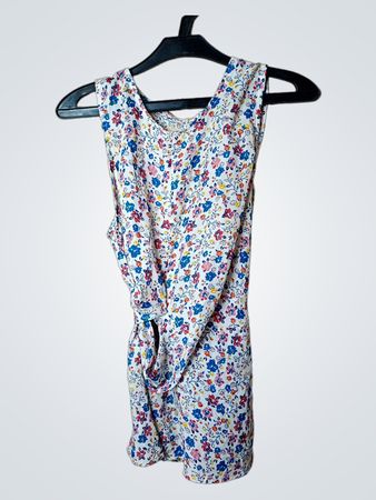 Beloved Woman Floral Print Sleeveless Dress with Belt