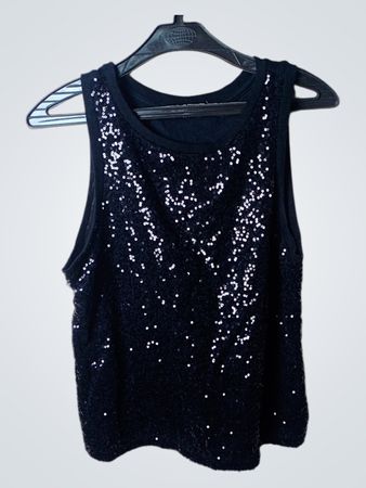 Top smanicato nero con paillettes da donna Esmara