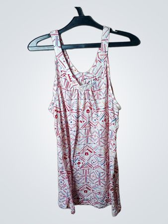 White Tank Top with Geometric Pattern