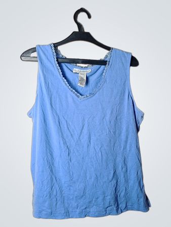 Débardeur pour femmes Sag Harbor bleu à bordure en dentelle