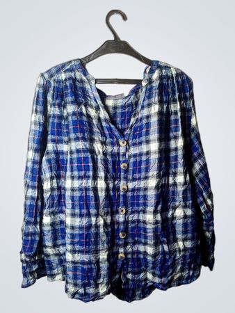 Yessica Camicia a quadri blu con bottoni