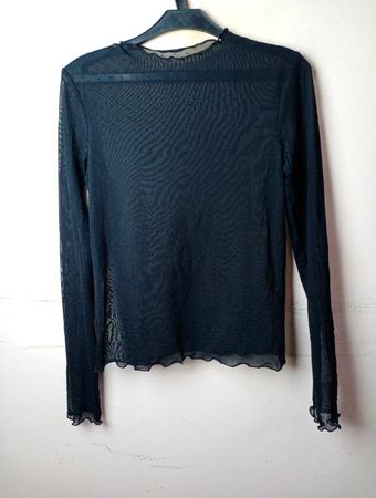Black Mesh Long Sleeve Top