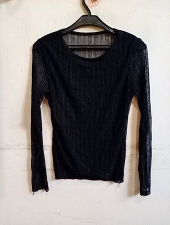 Black Long Sleeve Sheer Top