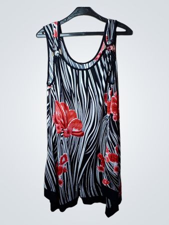 Ärmelloses Kleid mit Blumen- und Zebra-Print