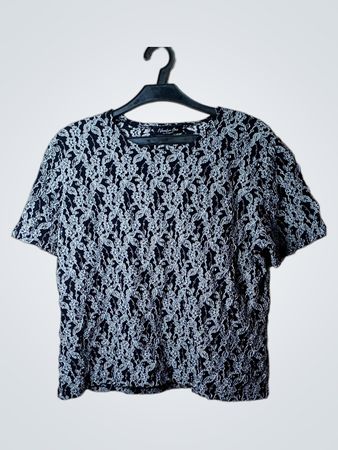 Number One by KoppAhl Black and White Textured T-Shirt