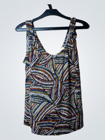grain de malice women's multi-color printed sleeveless V-neck top