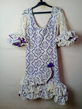 White and Purple Lace Dress