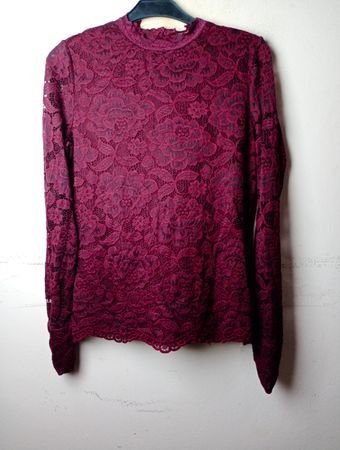 TAIFUN Lace Mock Neck Long Sleeve Blouse