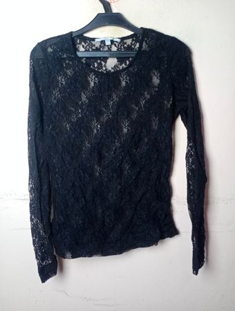 3 SUISSES COLLECTION PREMIUM Top noir en dentelle à manches longues