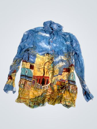 Long Sleeve Shirt with Van Gogh Inspired Print