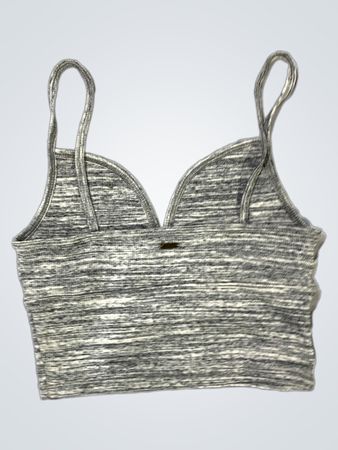 Hollister Gray and White Striped Bra Top