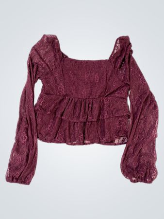 Lace Trim Long Sleeve Top