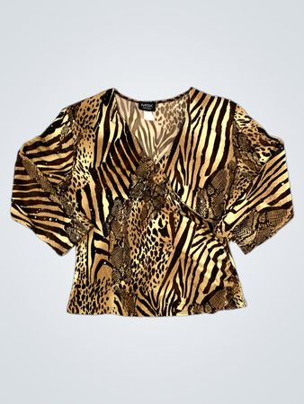 MSK Petite Animal Print Sequined Blouse