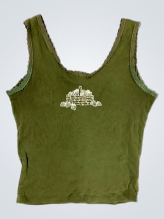 Green Cropped Tank Top
