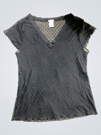 Old Navy Sheer Lace Trim V-Neck Top