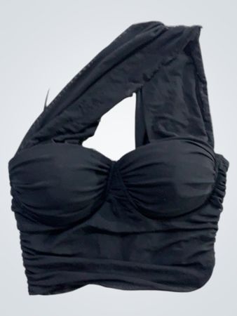 Black Ruched Halter Top