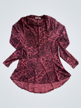 Suzy Shier Paisley Print Langarm Tunika-Top