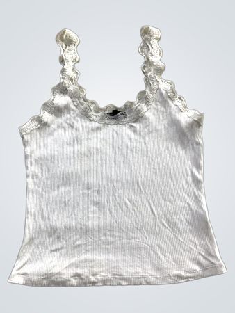 DYNAMITE White Lace Trim Cami Top