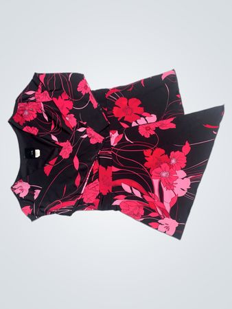 Damen Rock in Schwarz und Pink mit Blumendruck