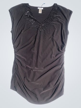 CAbi Raffung Strass V-Ausschnitt Oberteil