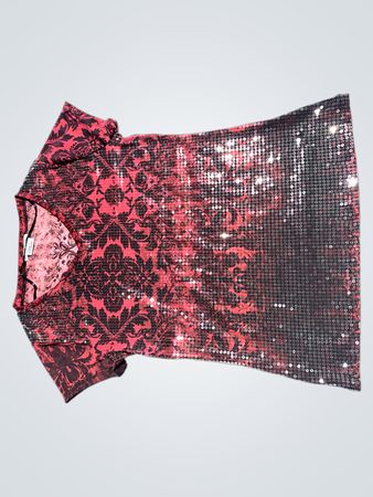 Roter und schwarzer floral bestickter Oberteil