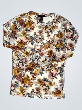 Forever 21 Blumen-Mesh Langarmoberteil