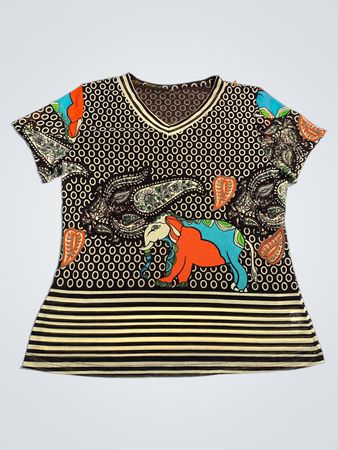 Bluse mit Paisley- und Tierdruck