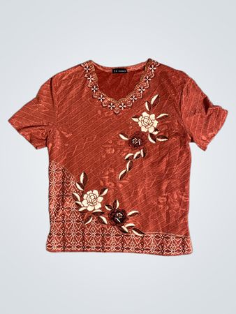 T-C Fashion Bestickte Rote Bluse