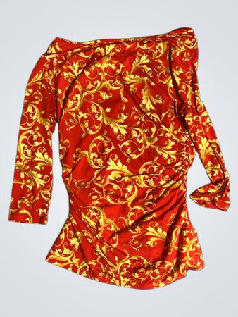 Rotes und goldenes Blumenoberteil