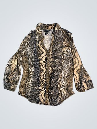 International Concepts Animal Print Button-Up Shirt