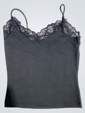 Schwarze Spitze Besatz Trägertop