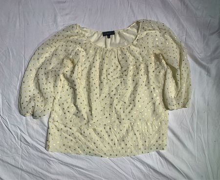 Elementz Cream Gold Polka Dot Sheer Blouse