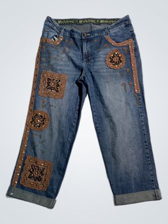 Frauen Verzierte Blaue Denim-Jeans