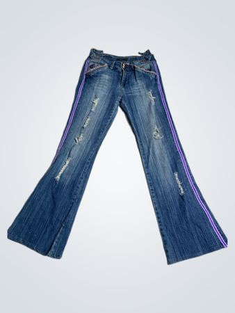 Rocawear Women's Flared Jeans with Purple Side Stripes