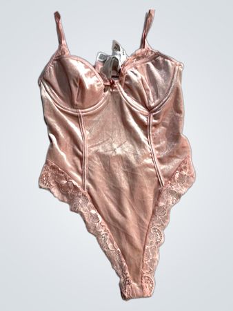 Forever 21 Pink Velvet Lace Bodysuit