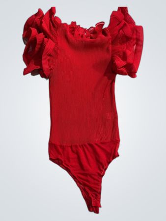 TOP CHIC Roter Rüschensbody