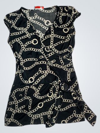 Digit@1 Clothing Schwarzes Kettenmuster Wickeloberteil