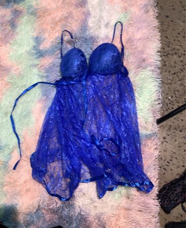 Blaues Spitzen-Babydoll-Lingerie