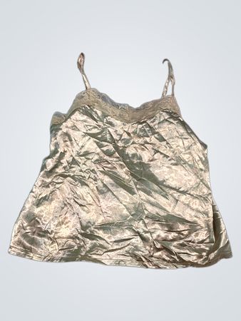 Satin-Top mit Spitzenbesatz