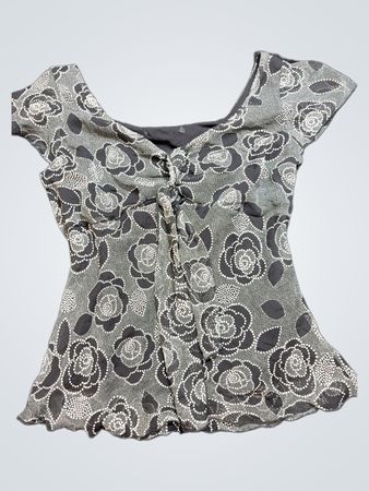 Gray Floral Patterned Top