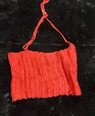 Orange Crochet Halter Top