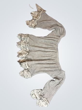 Gray Long-Sleeve Top with Lace Trim
