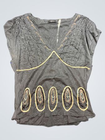 Gray Embellished Top