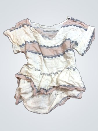 White and Pink Ruffled Blouse
