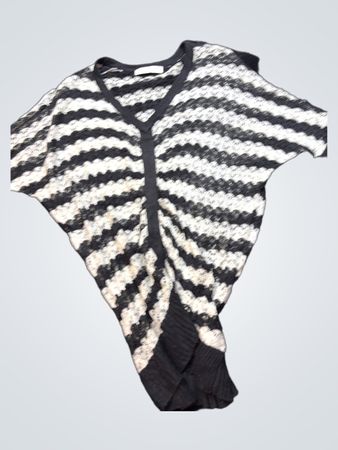 Black and White Striped Knit Top
