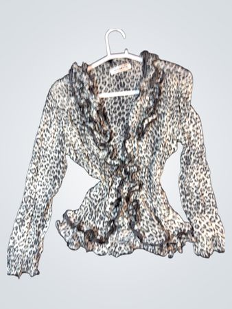 Leopard Print Ruffled Blouse